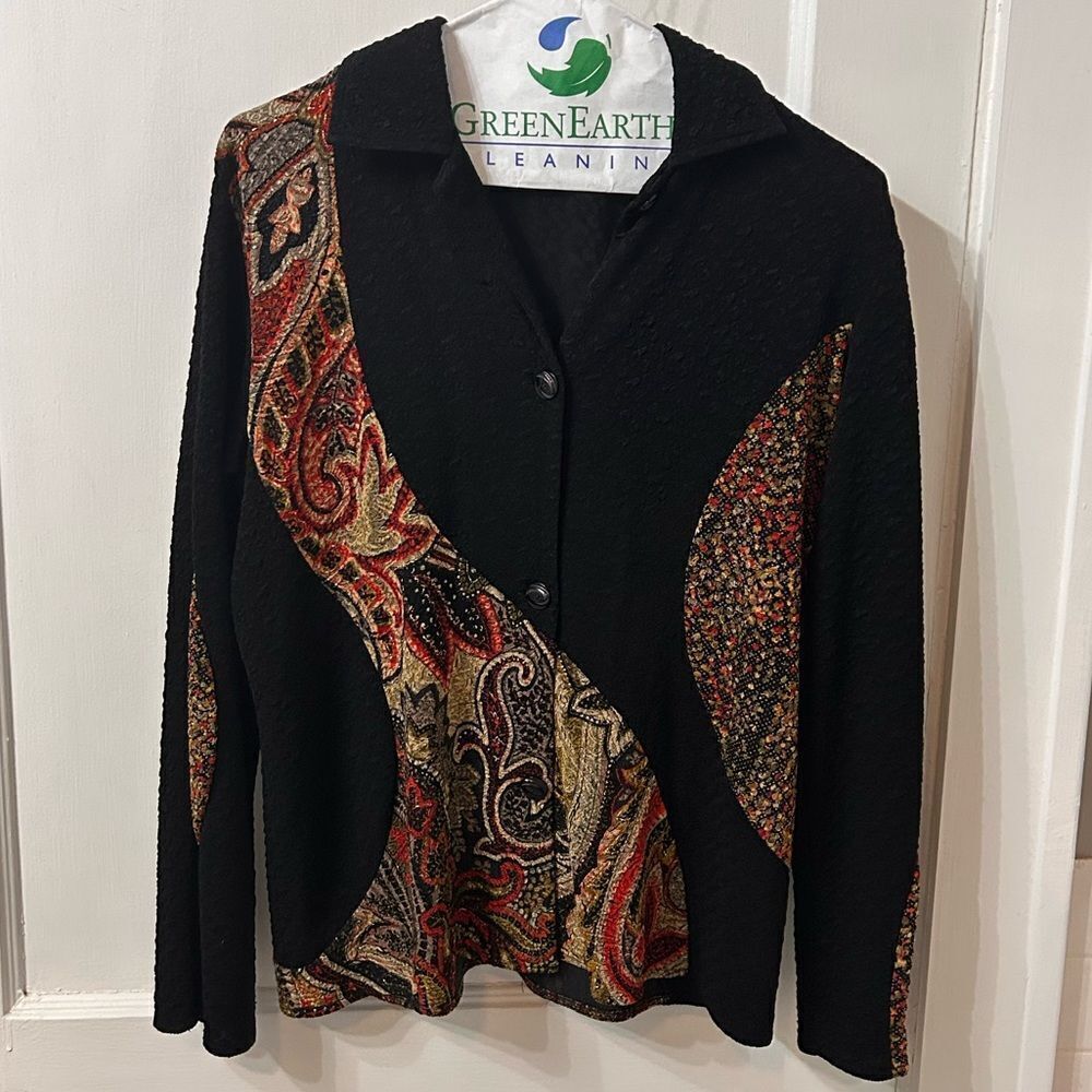 Laura Ashley Black and Red Paisley Blazer